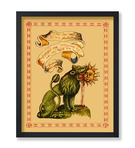 Poster Master Vintage Poster - Retro Green Lion Devouring The Sun Print - Hermetic Art - Mythology Art - Gift for Men & Women - Wall Decor for Living Room or Bedroom - 8x10 UNFRAMED Wall Art - color: Style-06, size: 8"L x 10"W