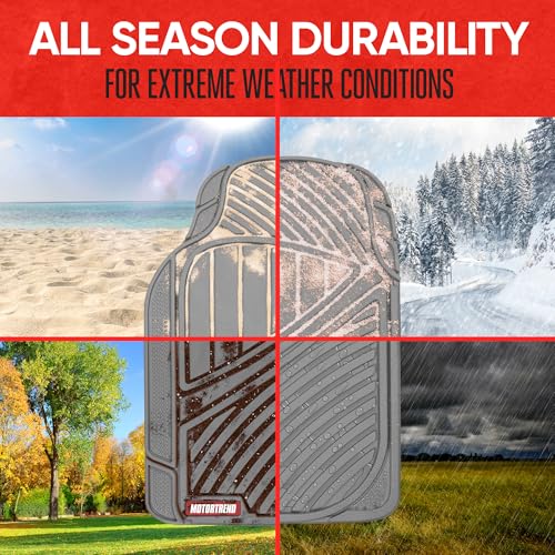 Motor Trend FlexTough Performance All Weather Rubber Car Floor Mats - 3 Piece Floor Mats Automotive Liners for Cars Truck SUV, Heavy-Duty Waterproof (Gray) - color: Gray