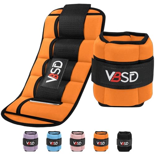 VBSD Adjustable Ankle Weights for Men Women, 2 4 6 8 10 lbs 1 Pair Leg Weight Straps, Weighted Ankle Weight Set with Removable Sandbags for Walking Running Yoga Physical Therapy Gym Home Workout - color: Orange, size: 3.5LBx2