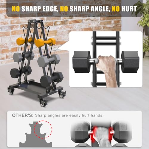 Kipika Heavy Duty Dumbbell Rack Multifunctional, Weight Rack for Dumbbells, Home Gym Equipment, Suitable for Storage of Dumbbell, Kettle Bell, Barbell Plate, Barbell Bar (4 Tier Tilt Shelf)