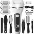 Callus Remover for Feet, 13-in-1 Professional Pedicure Tools Foot Care Kit, Foot Scrubber Electric Feet File Pedi for Hard Cracked Dry Dead Skin, 3 Rollers, 2 Speed, Battery Display (White&Grey) - style: White&Grey