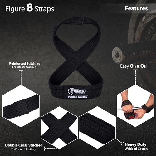 Figure 8 Lifting Strap- Strongman 10-14" Deadlift Straps- True Grip Support & Heavy Duty Wrist Straps for Weightlifting Women Men- Hand Straps for Weight Lifting Figure 8 Straps for Gym Workout - color: Black, size: Small 10" - Less than 7.25" Wrist
