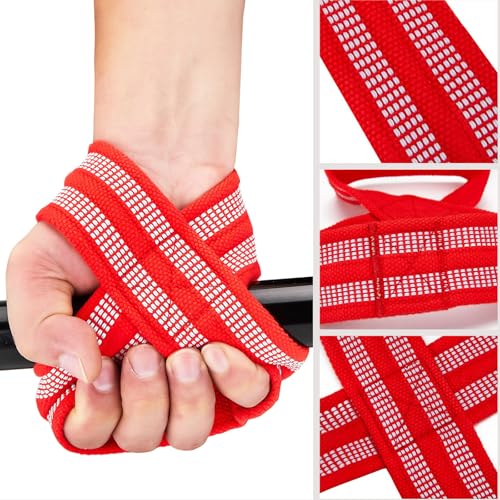 Figure 8 Lifting Straps for Deadlift,Weightlifting,Strongman,& Cross Training Strong Weightlifting Wrist Wraps - color: Red, size: Small