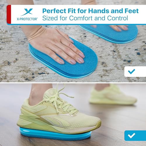 X-Protector Sliders for Working Out - 2 PCS - Double-Sided Exercise Sliders for Hard & Carpeted Floors - Gliders for Exercising! - color: Light Blue