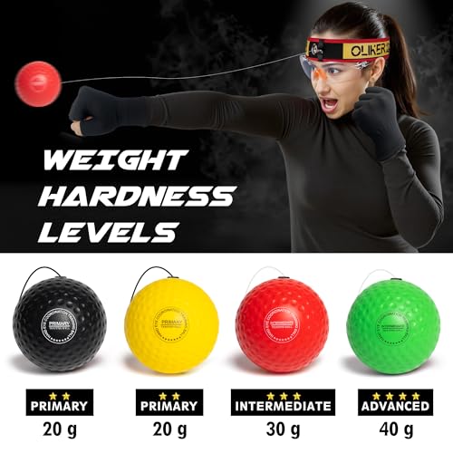 Boxing Reflex Ball for Adults and Kids, 4 Levels Boxing Ball with Adjustable Headbands, Perfect for Reaction, Agility, Punching Speed, Fight Skill and Hand Eye Coordination Training - style: Set-2
