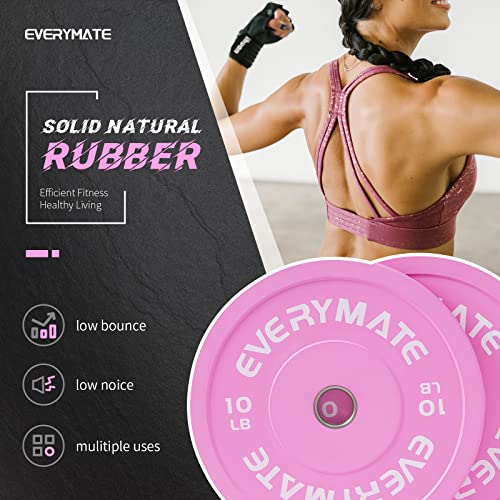 EVERYMATE Change Weight Plates 1.25LB 2.5LB 5LB Set Fractional Olympic Bumper Plates for Cross Training Steel Insert Strength Training - color: 10LBx2, size: Pink