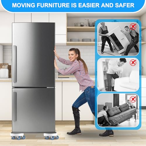 New Upgrade Furniture Movers with Wheels: Deep Groove for More Secure Grip | Furniture Sliders with 360° Rotatable Wheels - Moving Heavy Duty Sofa Bed on Hardwood Floors - Load Capacity Up to 750lb - size: 1.25in wheels Round + 1 pry bar