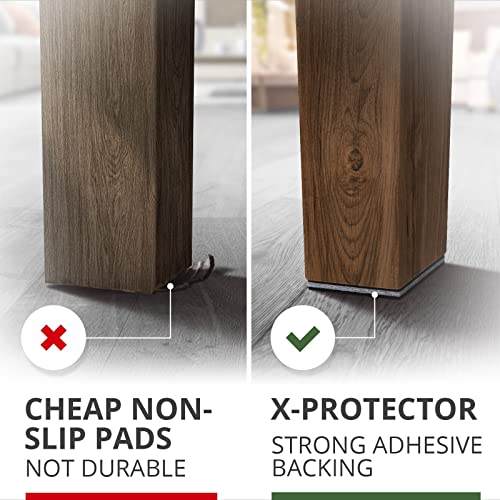 Non Slip Furniture Pads X-PROTECTOR - 8 PCS 4" - Premium Furniture Grippers | Rubber Feet Hardwood Floor Protectors for Furniture Legs - Couch Stoppers - Keep Your Furniture in Place Forever! - size: 4 inch 8 Square