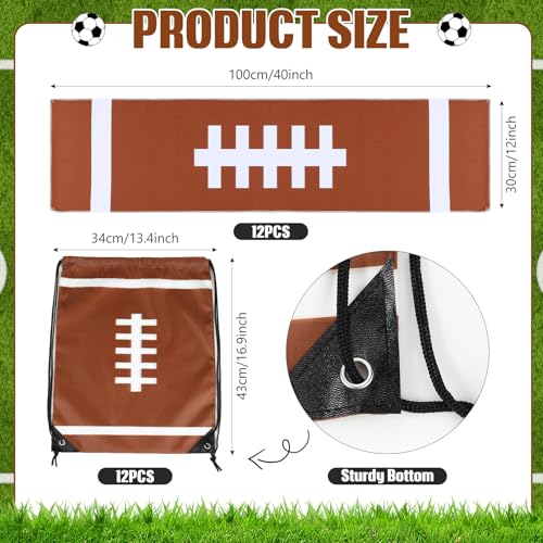 Hahafelt 24 Pcs Team Gifts, Including 12 Cooling Towels, 12 Drawstring Backpack Sports Party Favor for Teens Players Athletes Gifts Sport Supplies - style: Football Style