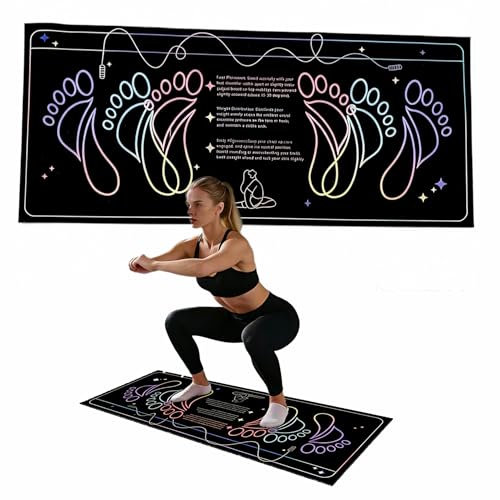 Squat Mat With Foot Position (32 * 14in) - Anti Slip Training Mat, Perfect for Leg & Abdominal Exercises, Squat Pads Activate Muscles, Prevent Injuries, Lightweight Portable for Home Gym - color: Neon Gradient
