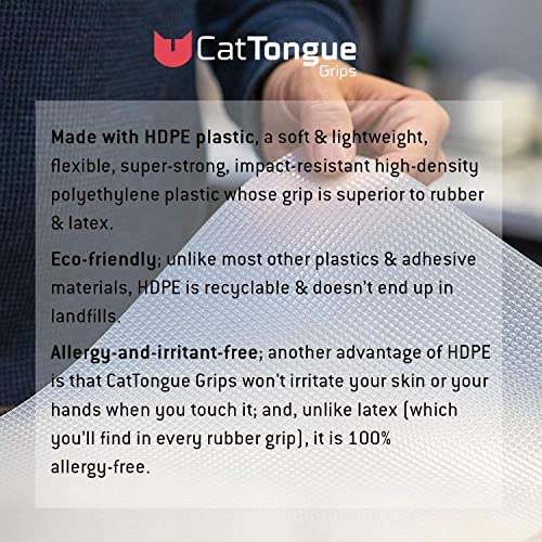 CATTONGUE GRIPS Non-Adhesive Anti-Slip Mat - Multi-Purpose Non-Slip Pad for Countertops, Desks, Tables & Workspaces - Ideal Desk Mat, Drawer Liner, Laptop Pad & More (Black & Clear, 8” x 12”) - color: Black & Clear