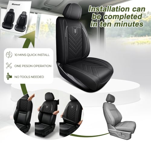 DISUTOGO for 2018 Dodge ram seat Covers 2012-2025 2026 RAM 1500 2500 3500 | Dodge Ram Seat Covers Full Set, Faux Leather Custom Fit Ram 1500 2500 3500 Truck, Flat Bench - color: 110-Black-Flat Bench, size: 5 Seats full set-RAM 2012-2026