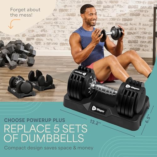 LifePro Adjustable Dumbbells Set – Quick-Adjust Space-Saving Weights with Anti-Slip Handle for Home Gym Strength Training - color: 25lb Pair Dial Adjustment