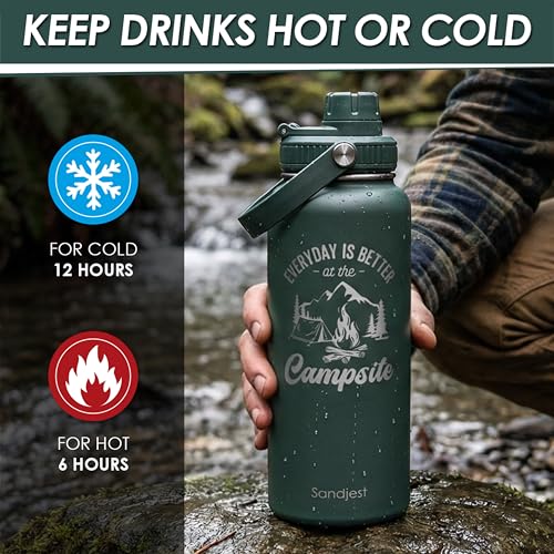 Camping Insulated Stainless Steel Water Bottle 32oz, Everyday is Better with the Campsite, Vacuum Chug Lid Travel Tumbler for Men Friends Dad Brothers Camping Lovers, Gift for Birthday Christmas - color: Camping