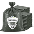 Heavy Duty Sand Bags Pack of 24, Army Green Empty Sandbags with Built-In Ties, Woven Polypropylene UV Protection 1600 Hours, Fillable Bags for Flood Control, Weight, 18x24 inches, 60 Pounds Volume - size: 18"W x 24"L, style: Pack of 24