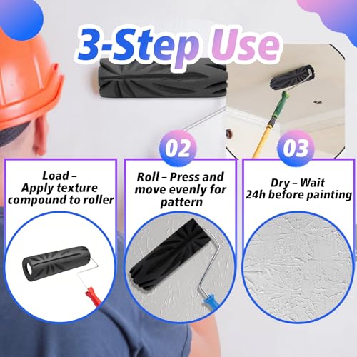 9-inch Crow's Foot Pattern Wall & Ceiling Special Textured Roller, High-Adhesion Drywall Texturing Tool for Uniform Pattern & Effortless Use