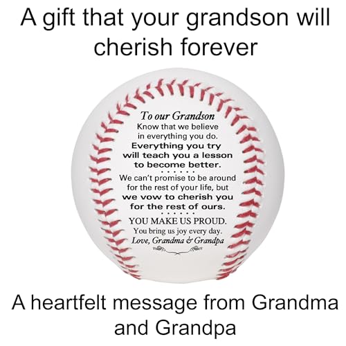 Grandson Baseball - to Our Grandson from Grandma & Grandpa - Grandson Baseball from Grandparents - Graduation Birthday Wedding Anniversary Keepsake