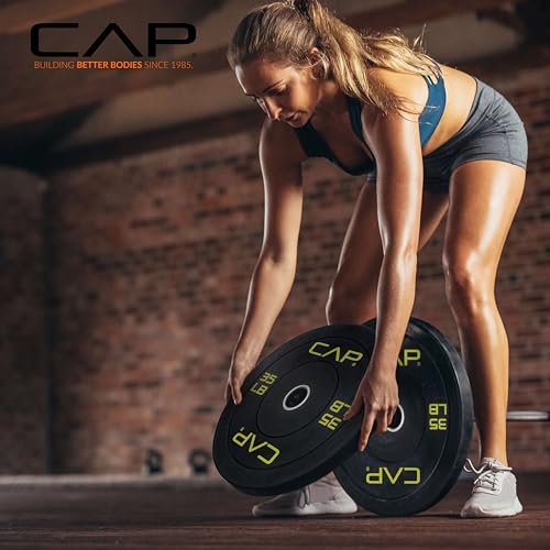CAP 2-inch Olympic Bumper Plate Weight Set | 100-370 lbs | Multiple Colors | Storage Rack Optional - size: 160 lb - Set, style: ECONOMY