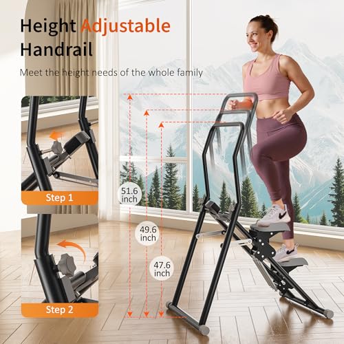 MOMODA Stair Stepper Resistance Adjustable Folding Vertical Climber Machine for Home Gym Full-Body Workout - color: Black