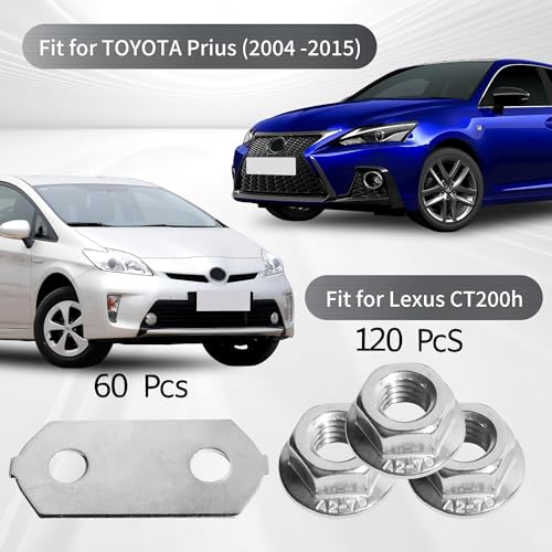 60 Sets Nickel Plated Copper Bus Bars & Stainless Steel Nut Kit - Compatible with Toyota Prius, Prius V, Lexus CT200h Hybrid Battery (2004-2017 Models - Improved Design) - size: 60 sets
