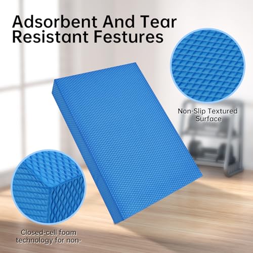 Exercise Balance Pad，High-Density Balance Foam Mat for Physical Therapy Equipment & Strength Stability Training, Slip Resistant TPE Mat for Yoga, Pilates, Meditation,Chair Cushion - color: Blue-19.7" x 15.7" x 2.4"