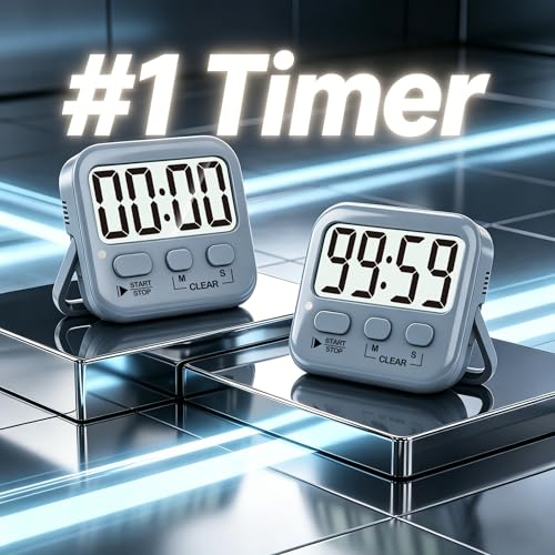 Antonki 2 Pack Digital Timer for Kids, Magnetic Countdown Kitchen Timers for Cooking, Egg, Classroom, Teacher, Exercise, Study, Oven - Battery Included - color: Space Grey