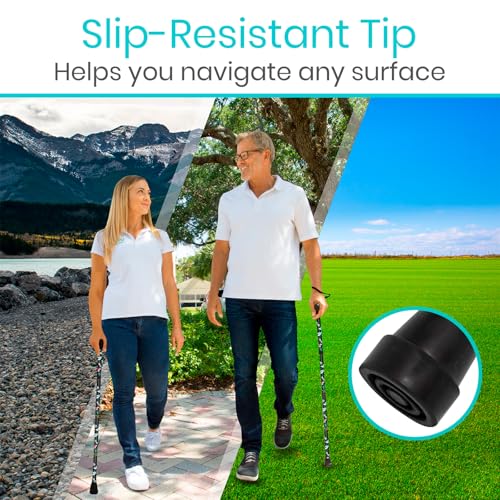 Vive Folding Cane - Foldable Walking for Men, Women Fold-up, Collapsible, Lightweight, Adjustable, Portable Hand Stick Balancing Mobility Aid Sleek, Comfortable (Black Butterfly) - color: Black Butterfly
