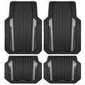 CAR PASS Heavy Duty Rubber Car Mats Metallic, Aluminum Film All Weather Floor Mats Waterproof Universal Trim to Fit Automotive SUV Sedan Van Truck 4 Piece Deep Dish Two-Tone Sporty Black Gray Chrome - color: Black and Gray