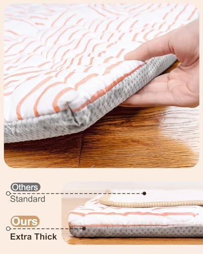 Foam Baby Play Mat 71x59, Removable and Machine Washable Cover | Thicken Cushioning Playmat and Perfect for Playpen, Non-Slip Bottom, Easy to Clean for Infants, Toddlers and Babies, Rainbow - color: Rainbow, size: 71" X 59"