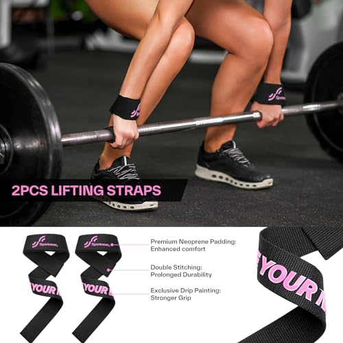 Sportneer Barbell Pad Set: 10 Pcs Squat Pad for Hip Thrusts, Lunges, Leg Day, Standard Olympic Bars with 2 Ankle Straps, 2 Lifting Straps, 3 Resistance Bands, Barbell Pad, Workout Poster and Carry Bag