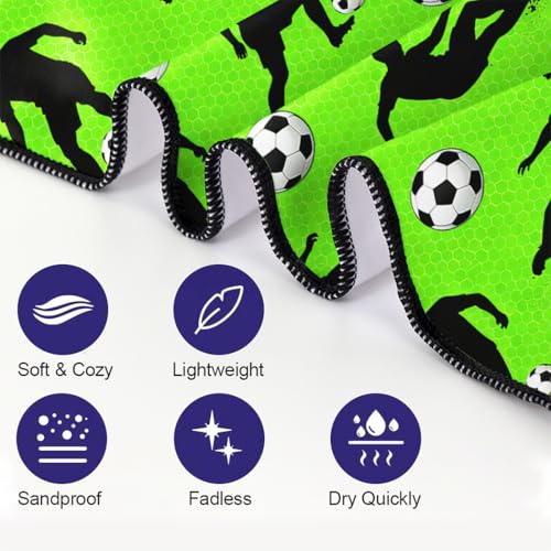 Soccer Player Silhouettes Beach Towel, 36"x72" Sand Free Quick Dry Thin Lightweight Microfiber Football Towel Gifts - color: Sport-8