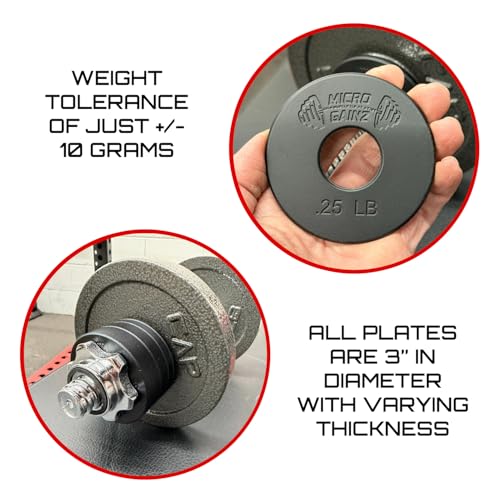 Micro Gainz Standard 1-Inch Center Hole Fractional Weight Plates Set of 2 Plates, Choose Set (.25LB-1.25LB), Designed for Standard 1-inch Barbells & Dumbbells, Made In USA - color: .25lb Black