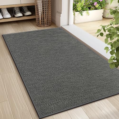 LEKEEPGO Door Mat 24"x36", Non Slip Door Mat Indoor Entrance, Rubber Backing Front Indoor Door mats Washable Absorbent Doormat Low-Profile Entryway Entry Resist Dirt Inside Door Mats, Grey - color: Grey, size: 2' X 3' (Rectangular)
