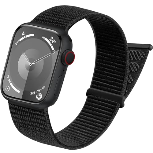 Sport Loop Band Compatible with Apple Watch Bands for Women 44mm 46mm 45mm 49mm 42mm 38mm 40mm 41mm men,Stretch Adjustable Braided Nylon Straps for iWatch Series 11/10/9/8/7/6/5/4/3/2/1/SE/Ultra - color: Black, size: 38mm/40mm/41mm/(42mm-series 11 10)