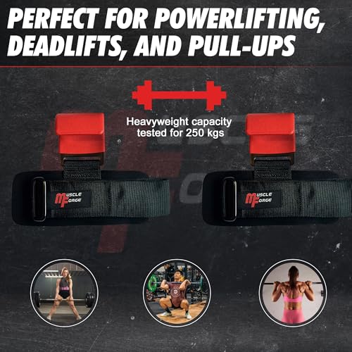 Weight Lifting Hooks for Men & Women - Heavy Duty Lifting Wrist Straps with Hook Grips for Weightlifting - Gym Grips for Weight Lifting, Pull Ups & Deadlift Support