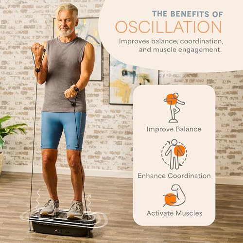 Lifepro HexaPlate Lite Vibration Plate Exercise Machine — Magnetic Acupoints, 99 Speeds & 10 Presets Vibration Platform Machine with Resistance Bands — Vibrating Plate for Lymphatic Drainage & Toning - color: Black