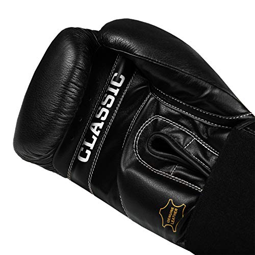 Title Classic Leather Elastic Training Gloves 2.0 - color: Black, size: 14 oz