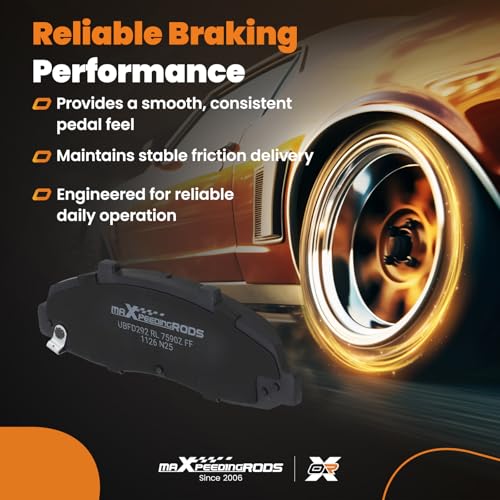 maXpeedingrods P-679 D679 P679 NAO Ceramic Front Brake Pad Set for Ford F-150 (4.2L 4.6L 5.4L) 1997-2004, Heritage 2004, for Lincoln Blackwood 2002 - size: P-679