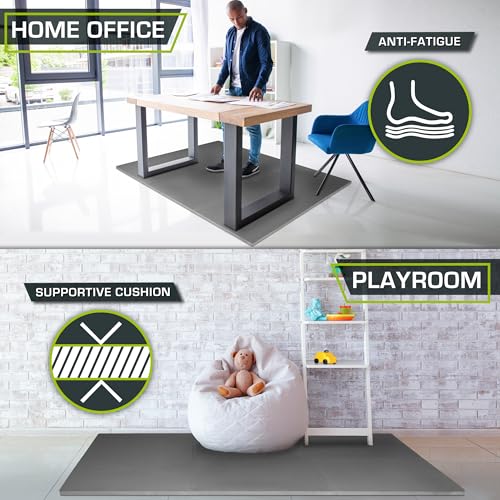 ProsourceFit Weaved Pattern Extra Thick Exercise Puzzle Mat 1-inch, EVA Foam Interlocking Tiles for Protective, Cushioned Flooring for Home and Gym Equipment; Grey, 24 SQ FT, 6 Tiles - color: Grey, size: 6 Pack (24 SQ FT)