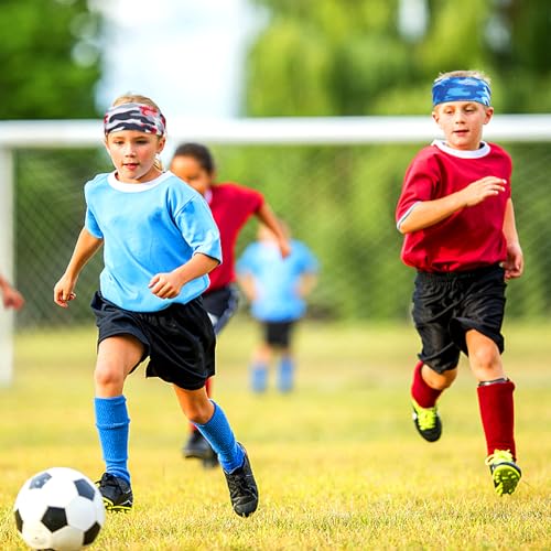 MADHOLLY 6Pcs Breathable Kids Sweat Bands for Ages 4-10 Boys Girls | Sweat Absorption, Soft, Elastic Wicking Head Bands, Sports Accessories for Football, Soccer, Basketball, Baseball, Running - style: Camouflage