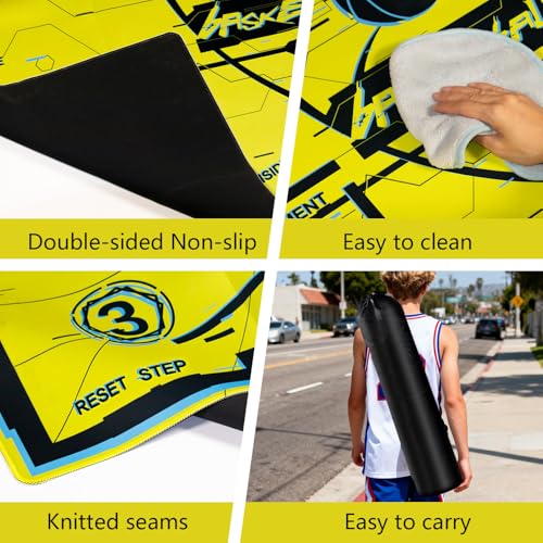 Portable Basketball Footwork Training Mat, Basketball Training Equipment, Agility Footstep Training Mat, Durable Non-Slip Basketball Footwork Training Equipment for All Ages to Improve Speed, Strength and Coordination - color: Yellow