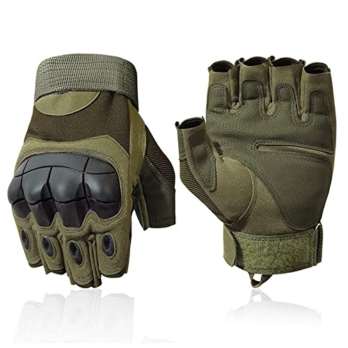 SUJAYU Outdoor Fingerless Gloves for Men - Driving, Hiking, Biking & Motorcycle Gloves - color: Green, size: X-Large