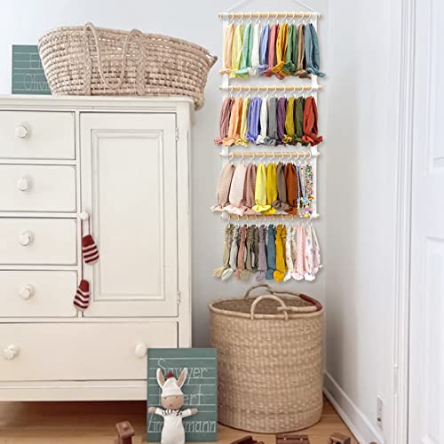 POVETIRE Headband Holder Head Bands Organizer for Girls, Baby Headbands Hair Accessories Organizer Storage Wall Hanging Decor for Nursery Toddler Girls Room - color: 2Pcs-Beige