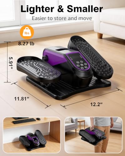 VIVURN® 023 Under Desk Elliptical Mini Electric Leg Exerciser for Senior, 12 Speeds RF Remote Display Monitor Non-Slip Mat, Quiet & Compact Seated Pedal Exerciser for Home Office Gift for Mom Dad - color: Purple
