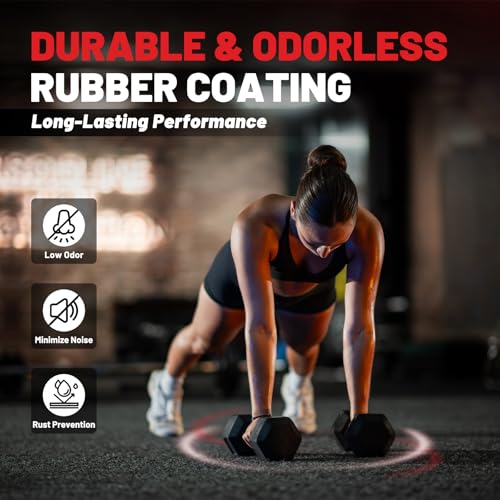 PAPABABE Dumbbell Set, Rubber Encased Home Gym Dumbbells, Weight Dumbbells for Women & Men, Hand Weights for Home Gym & Strength Training - size: 360 lb Set (Pair of 25, 30, 35, 40, 50), style: Chrome Grip