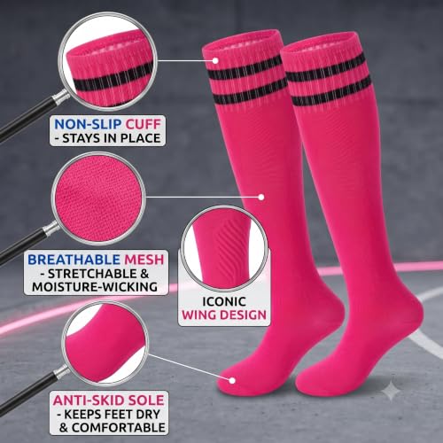 Soccer Shin Guards and Socks for Toddler Kids, Lightweight Soccer Shin Pads & Sleeves Equipment, Protective Defender Gear for 3-6 Years Old Children Boys Girls Sports Game - color: Pink