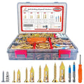 220PCS Self Drilling Drywall Anchors with Screws Kit, Wall Anchors for Drywall, 5-Sizes Metal Expansion Bolt for Dry Wall,110 PCS Sheetrock Anchors and 110 PCS Screws-No Drill Needed