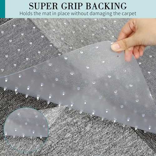 BesWin Office Chair Mat for Carpet, 48'' x 36'' Clear Floor Mat for Low and No Pile Carpeted Floors, Thick and Sturdy Carpet Protector for Work, Home, Gaming, Easy Glide and Flat Without Curling - size: 48" X 36" Rectangle