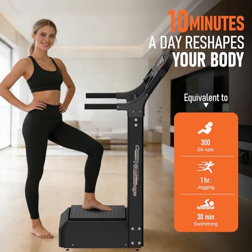 Vibration Plate Exercise Machine with Handles, Full Body Vibration Platform for Home Workout, 99 Speed Levels, Anti-Slip Fitness Machine for Balance, Muscle Toning & Low-Impact Training