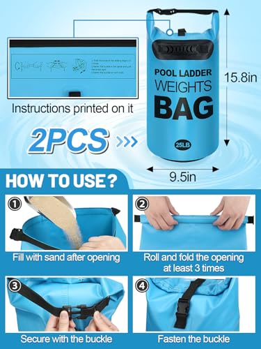 Pool Ladder Weights for Above Ground Pool - 2 Pack 25lb Fillable Sand Bags for Pool Steps, Heavy Duty Waterproof Pools Ladder Stabilizer Anchor Bags - size: 25 LB